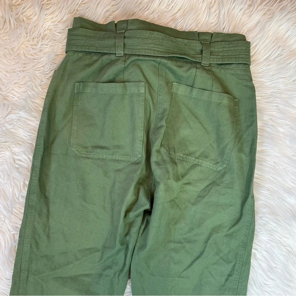 NWOT A.L.C. Cobin Paperbag Waist High Rise Belted Pants Fern Green Twill Women 8 - Picture 11 of 12